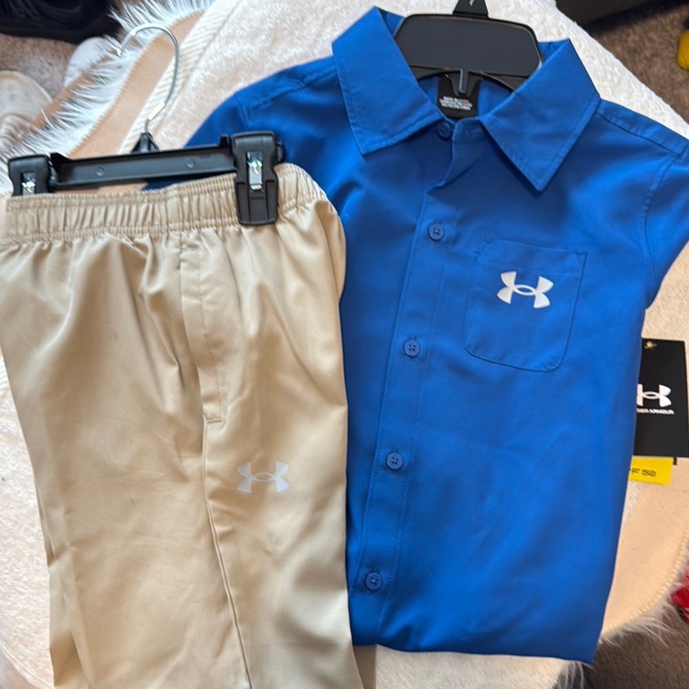 Under Armour Blue and Tan Button Down Shirts